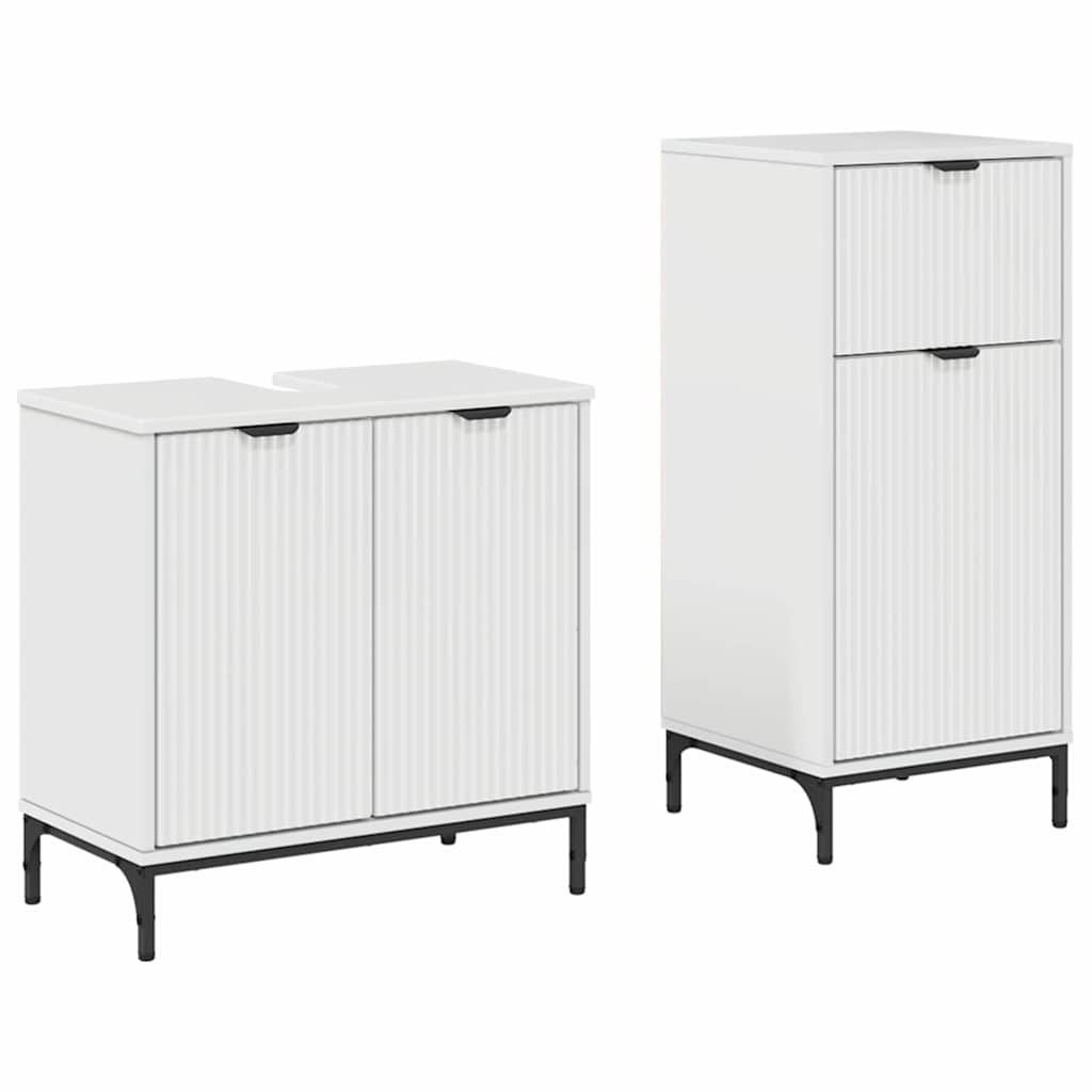vidaXL Badezimmermöbel-Set 2 pcs Hochglanz Weiß Sperrholz und Metall