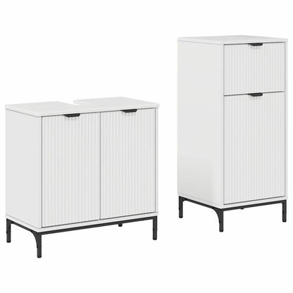vidaXL Badezimmermöbel-Set 2 pcs Hochglanz Weiß Sperrholz und Metall