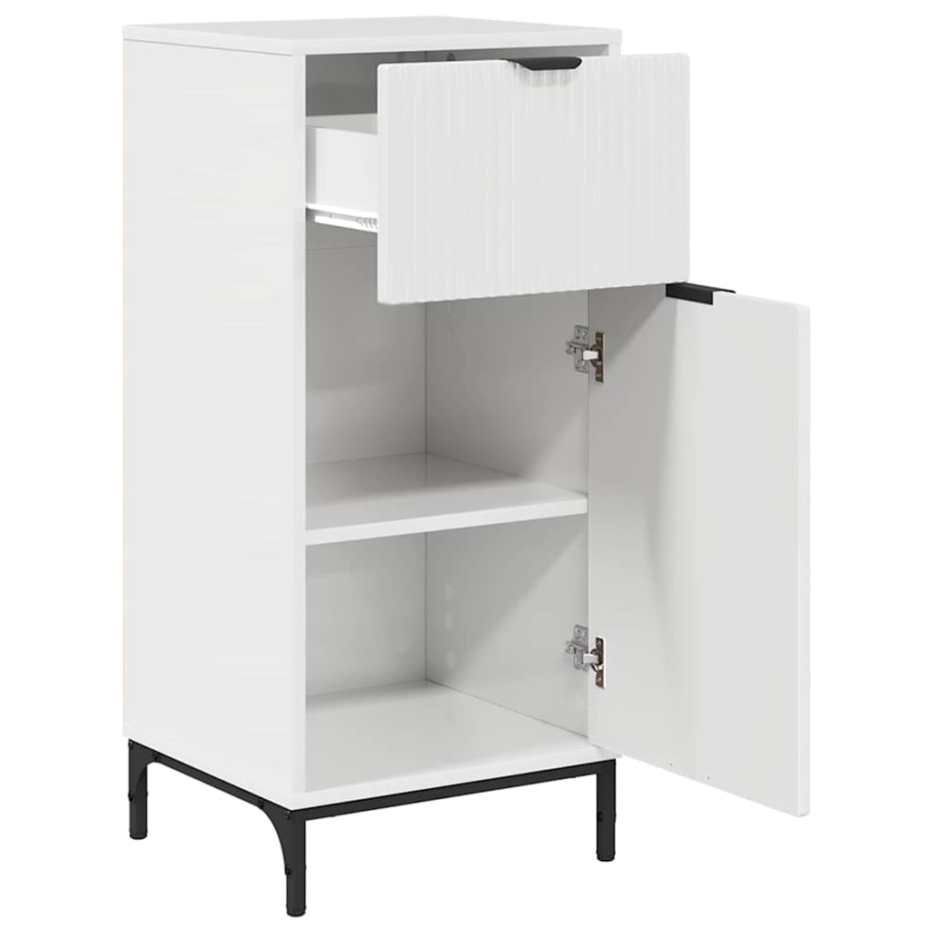 vidaXL Badezimmermöbel-Set 2 pcs Hochglanz Weiß Sperrholz und Metall