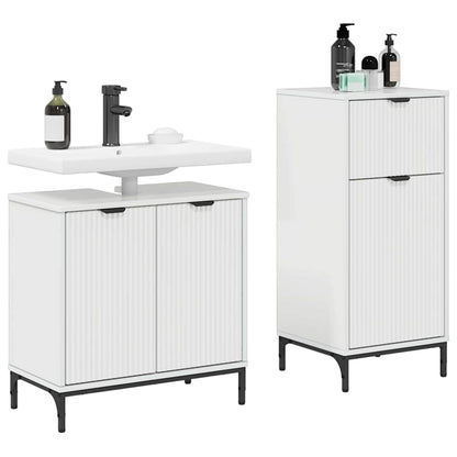vidaXL Badezimmermöbel-Set 2 pcs Hochglanz Weiß Sperrholz und Metall
