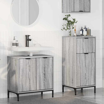 vidaXL Badezimmermöbel-Set 2 pcs Graues Sonoma Sperrholz und Metall