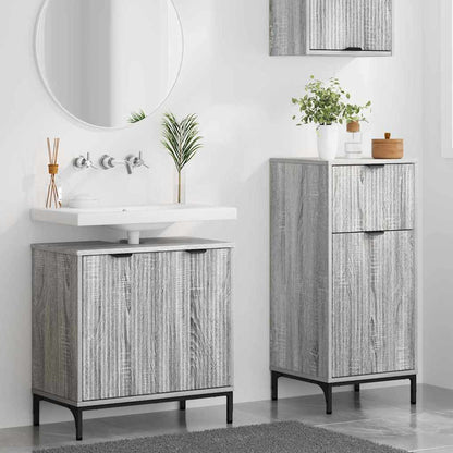 vidaXL Badezimmermöbel-Set 2 pcs Graues Sonoma Sperrholz und Metall