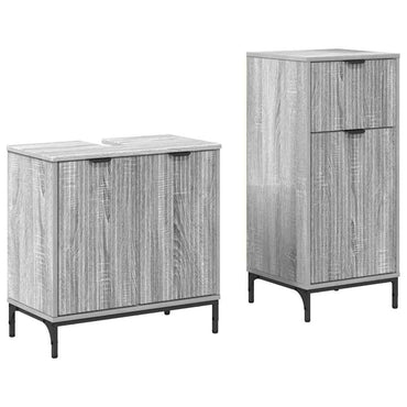 vidaXL Badezimmermöbel-Set 2 pcs Graues Sonoma Sperrholz und Metall