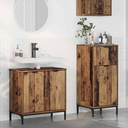 vidaXL Badezimmermöbel-Set mit Tür 2 pcs Altholz Sperrholz und Metall