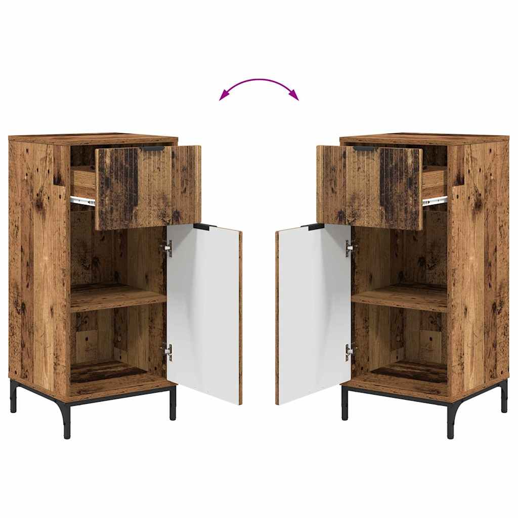 vidaXL Badezimmermöbel-Set mit Tür 2 pcs Altholz Sperrholz und Metall