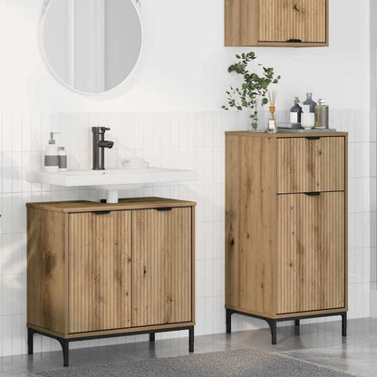 vidaXL Badezimmermöbel-Set 2 pcs Artisan-Eiche Sperrholz und Metall