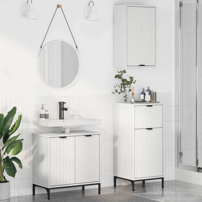 vidaXL Ensemble de meubles de salle de bain avec étagère 3 pcs Blanc Contreplaqué et métal