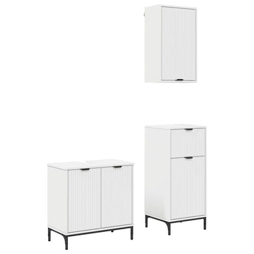 vidaXL Ensemble de meubles de salle de bain avec étagère 3 pcs Blanc Contreplaqué et métal