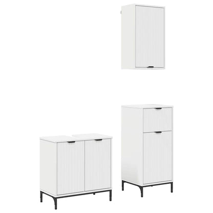 vidaXL Ensemble de meubles de salle de bain avec étagère 3 pcs Blanc Contreplaqué et métal