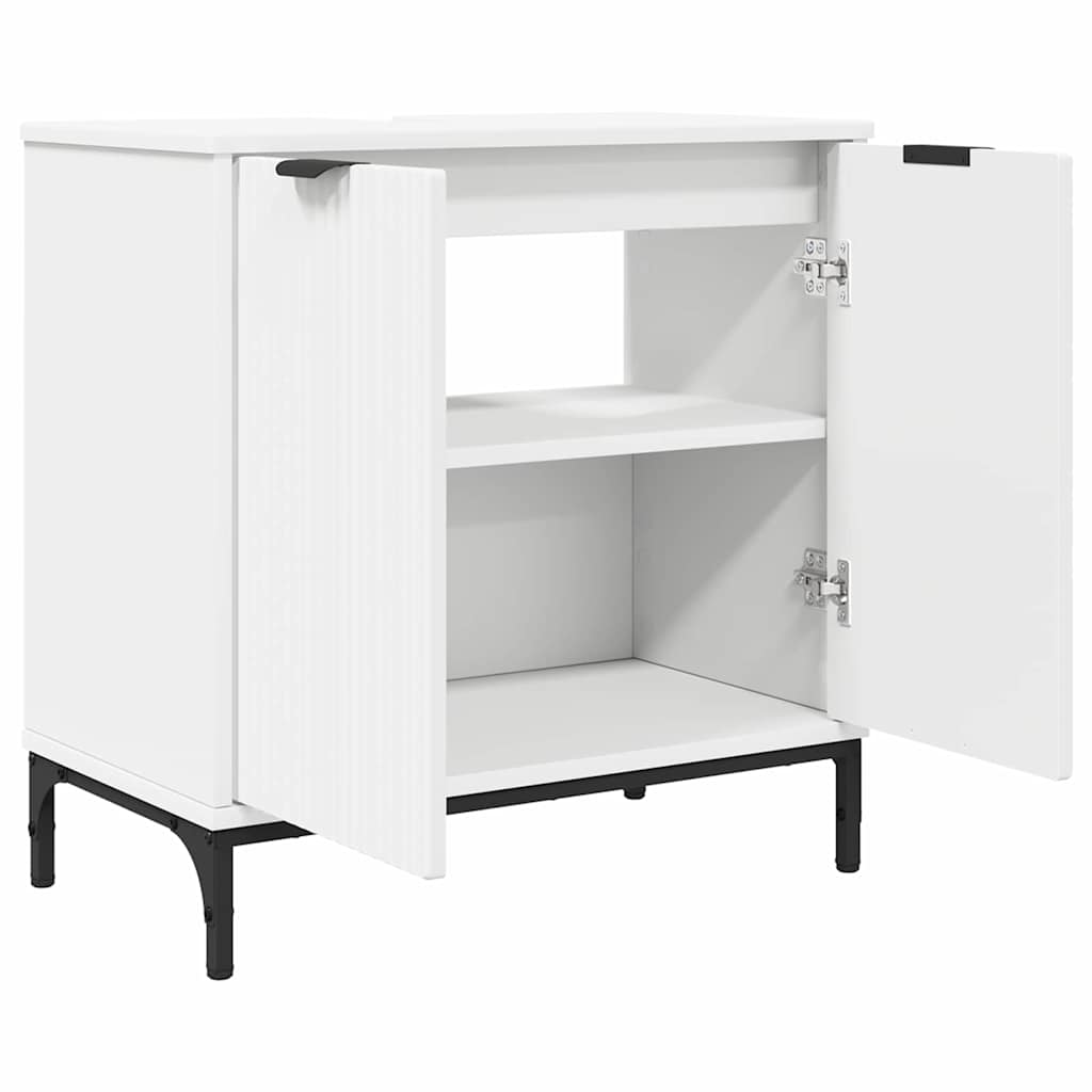 vidaXL Ensemble de meubles de salle de bain avec étagère 3 pcs Blanc Contreplaqué et métal