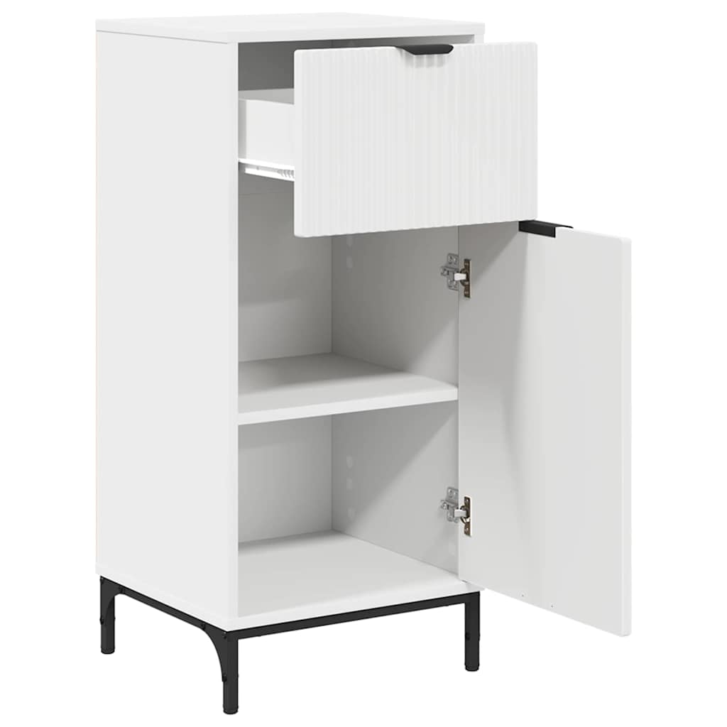 vidaXL Ensemble de meubles de salle de bain avec étagère 3 pcs Blanc Contreplaqué et métal