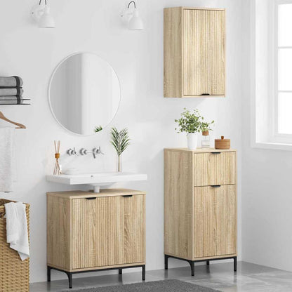 vidaXL Ensemble de meubles de salle de bain avec étagère 3 pcs Chêne Sonoma Bois d'ingénierie
