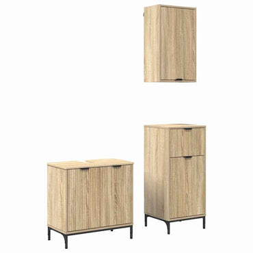 vidaXL Ensemble de meubles de salle de bain avec étagère 3 pcs Chêne Sonoma Bois d'ingénierie