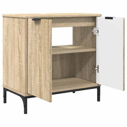 vidaXL Ensemble de meubles de salle de bain avec étagère 3 pcs Chêne Sonoma Bois d'ingénierie