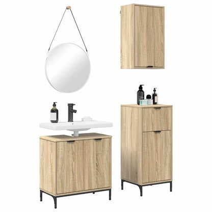 vidaXL Ensemble de meubles de salle de bain avec étagère 3 pcs Chêne Sonoma Bois d'ingénierie