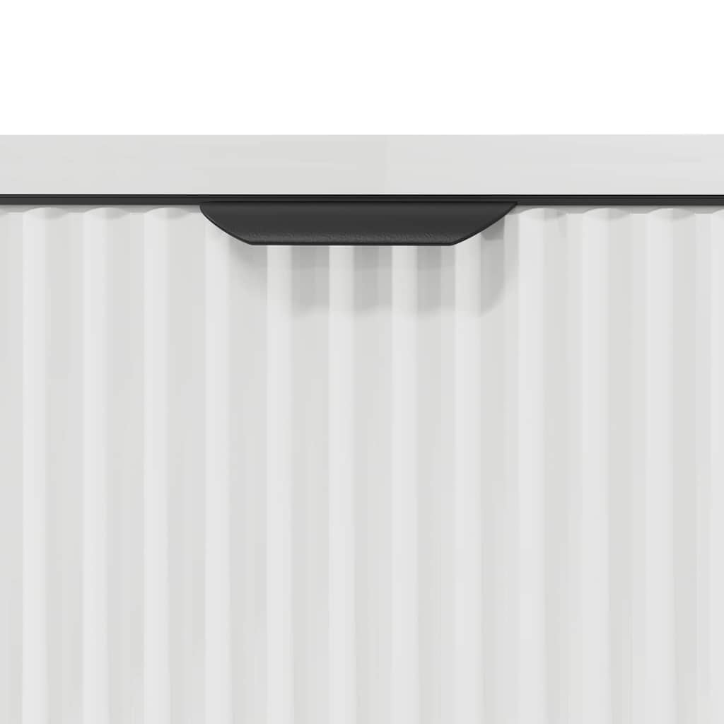 vidaXL Ensemble de meubles de salle de bain avec porte, 3 pcs, blanc brillant, bois d'ingénierie