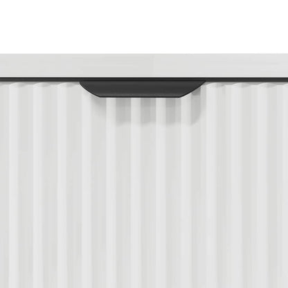 vidaXL Ensemble de meubles de salle de bain avec porte, 3 pcs, blanc brillant, bois d'ingénierie
