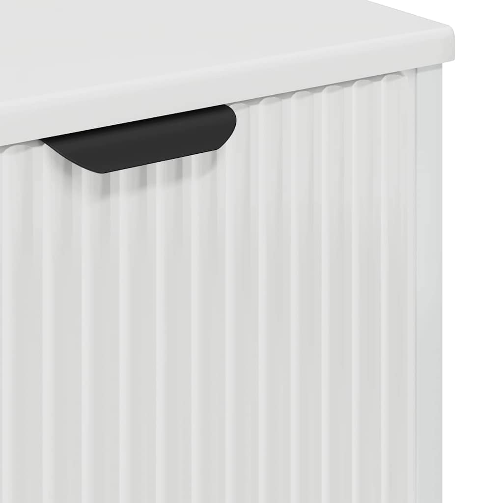 vidaXL Ensemble de meubles de salle de bain avec porte, 3 pcs, blanc brillant, bois d'ingénierie
