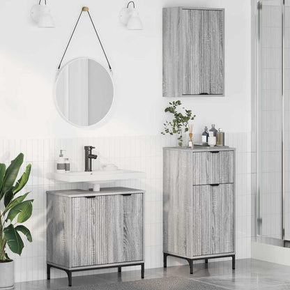 vidaXL Badezimmermöbel Set mit Regal 3 pcs Grau Sonoma Holzwerkstoff