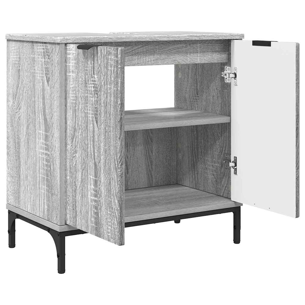 vidaXL Badezimmermöbel Set mit Regal 3 pcs Grau Sonoma Holzwerkstoff