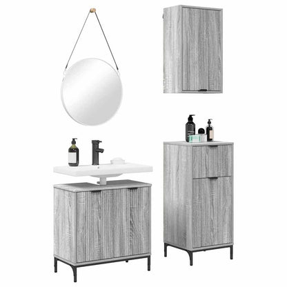 vidaXL Badezimmermöbel Set mit Regal 3 pcs Grau Sonoma Holzwerkstoff