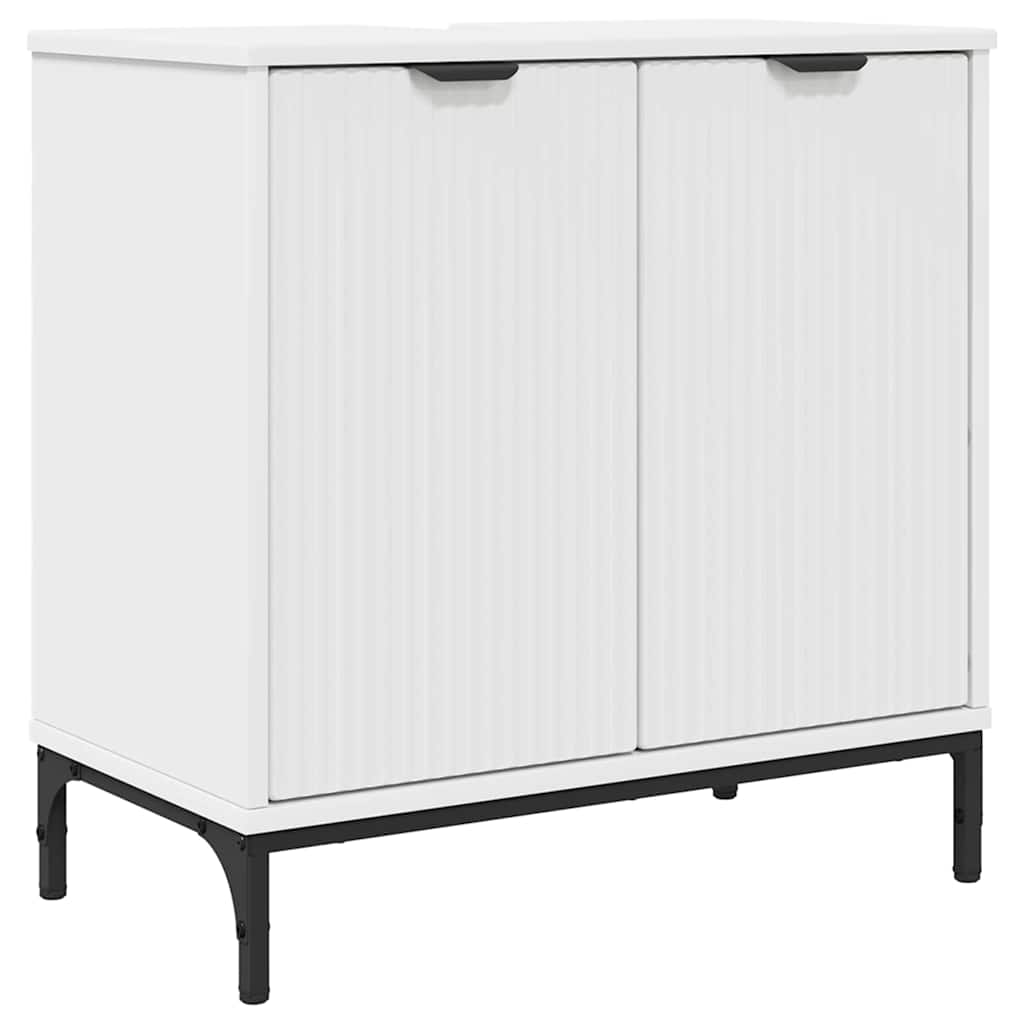 vidaXL Badezimmermöbel-Set mit Schubladen Weiß Holzwerkstoff, Metall