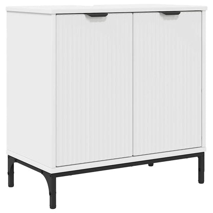 vidaXL Badezimmermöbel-Set mit Schubladen Weiß Holzwerkstoff, Metall