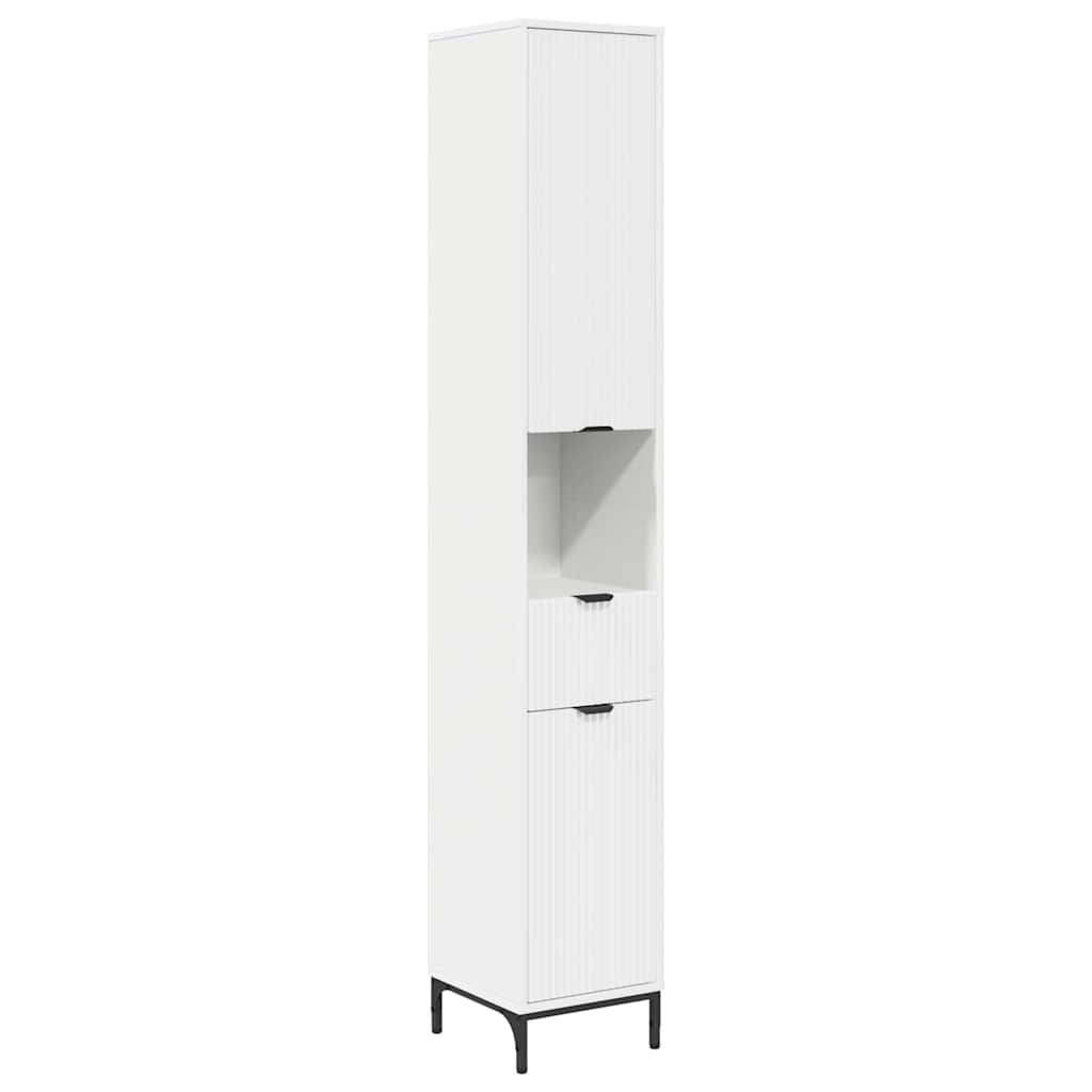 vidaXL Badezimmermöbel-Set mit Schubladen Weiß Holzwerkstoff, Metall
