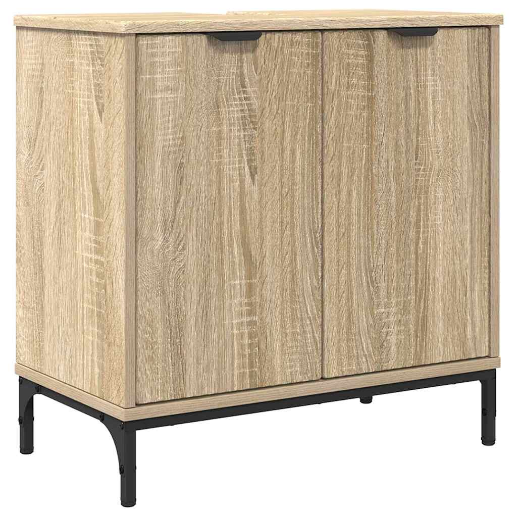 vidaXL Badezimmermöbel-Set mit Tür Sonoma-Eiche Holzwerkstoff, Metall