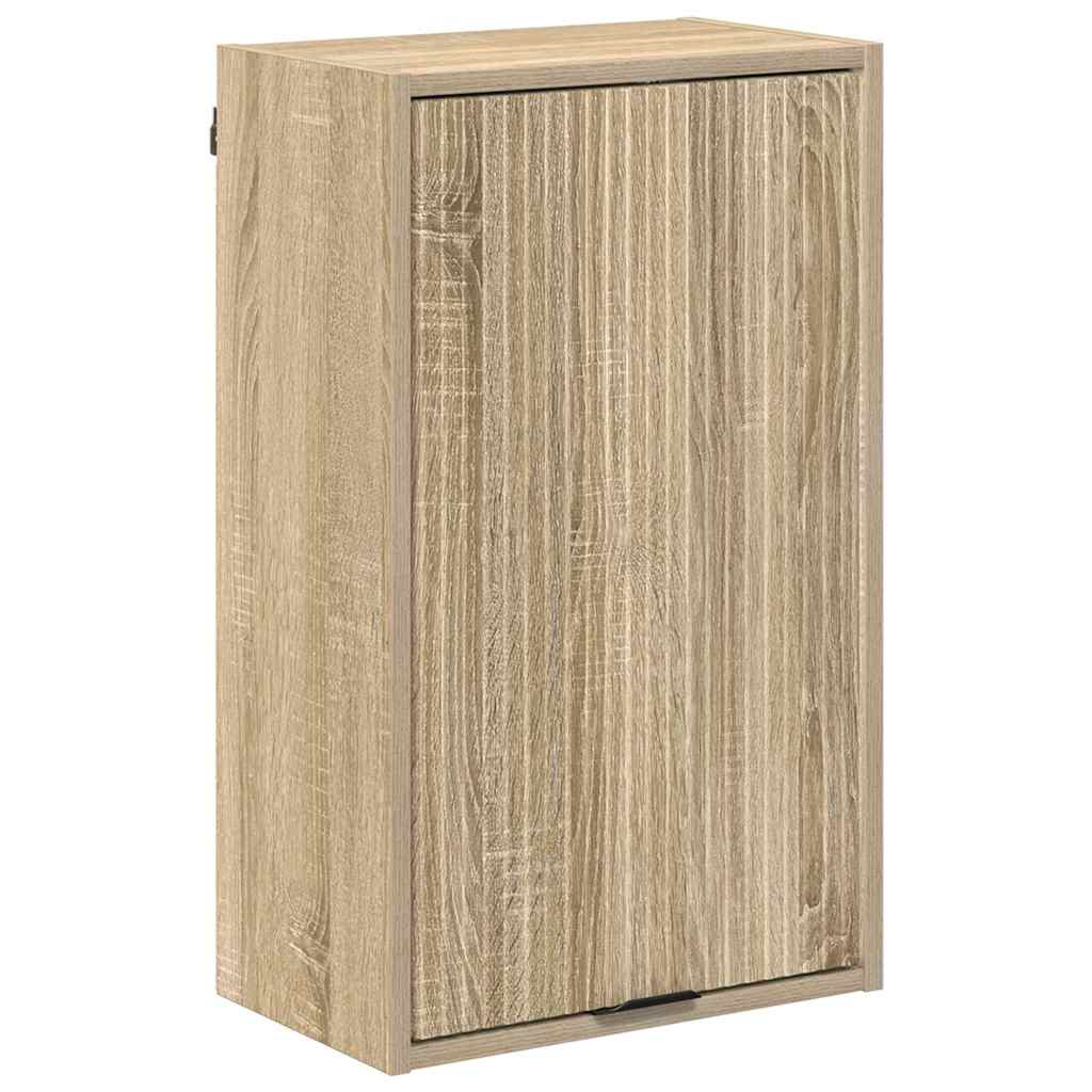 vidaXL Badezimmermöbel-Set mit Tür Sonoma-Eiche Holzwerkstoff, Metall
