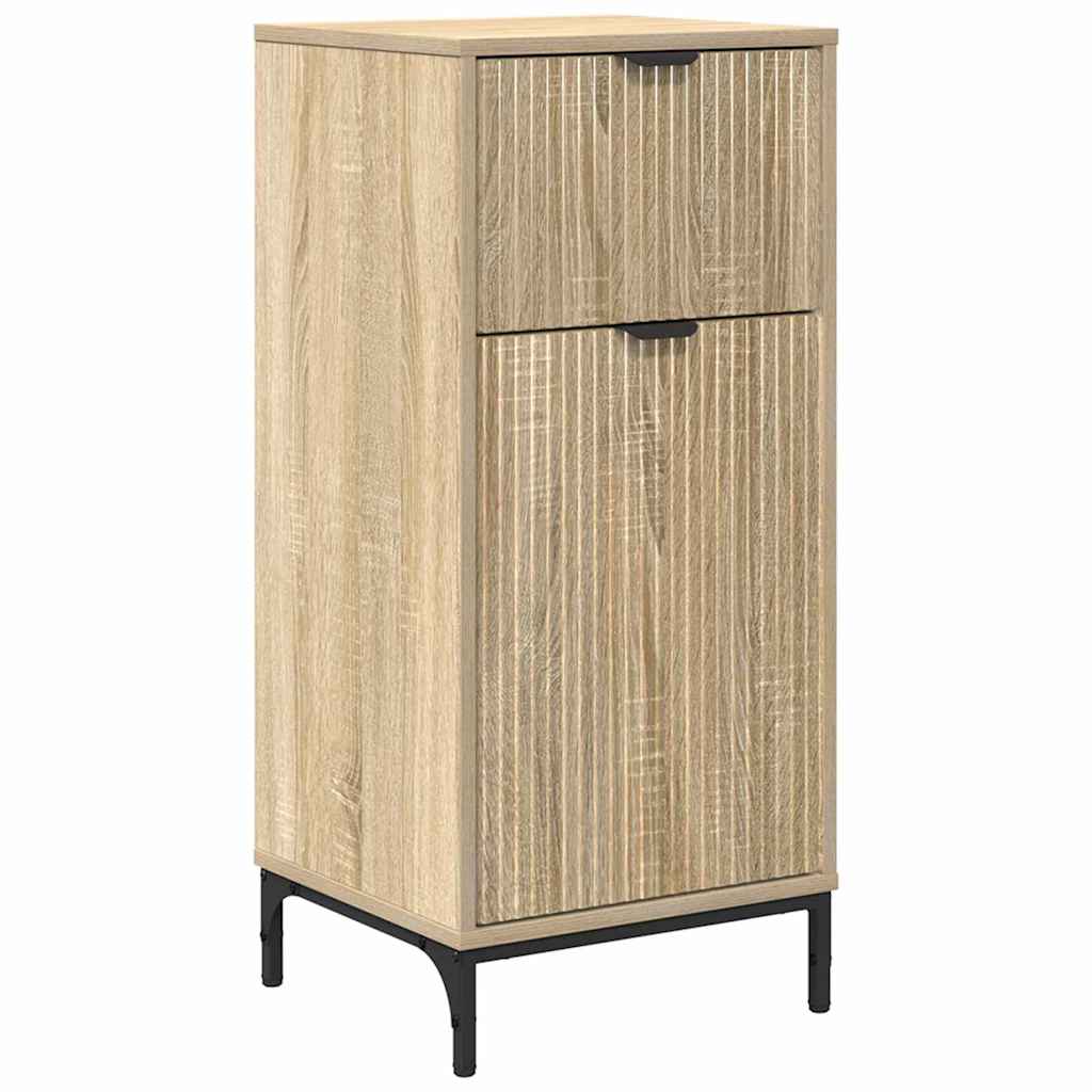 vidaXL Badezimmermöbel-Set mit Tür Sonoma-Eiche Holzwerkstoff, Metall