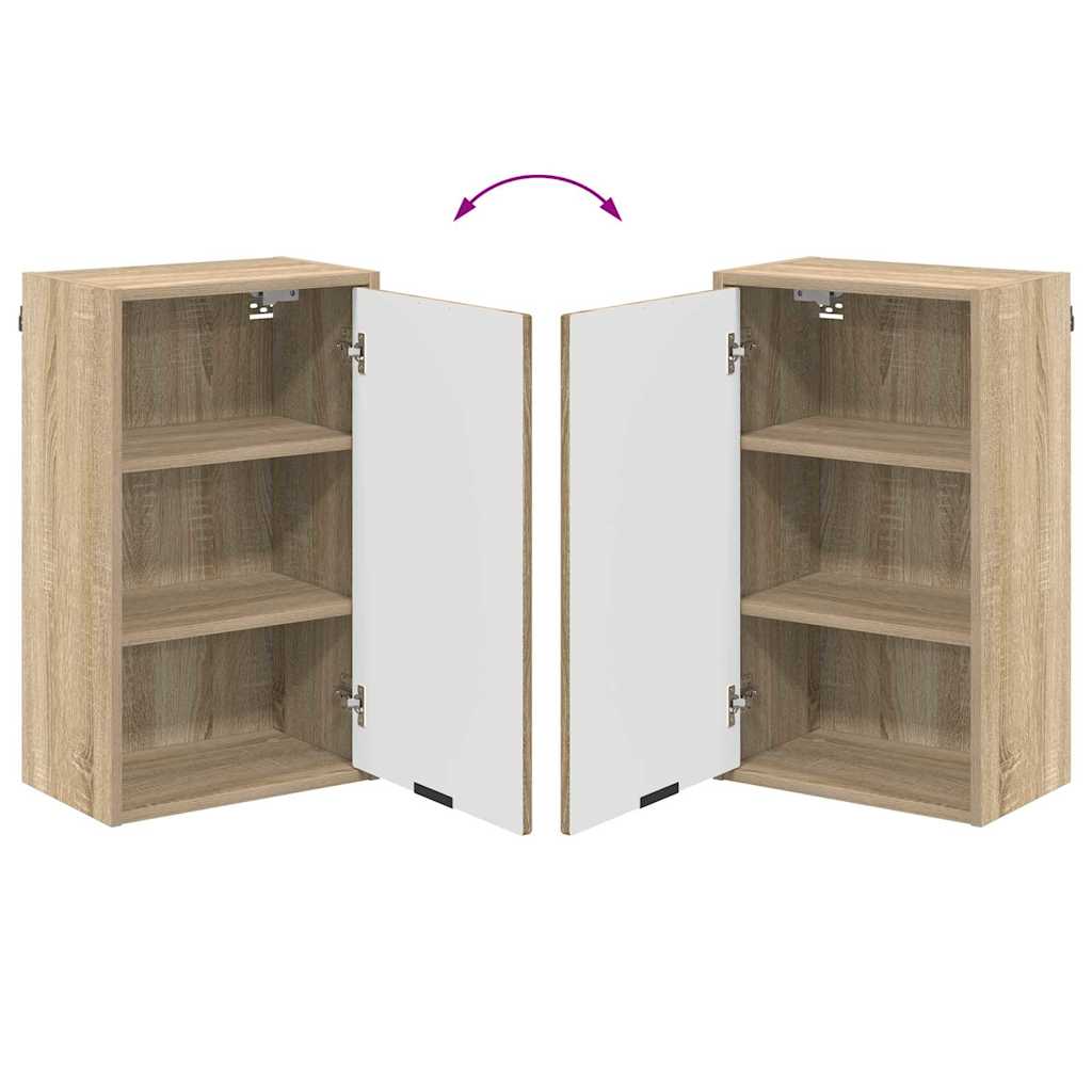 vidaXL Badezimmermöbel-Set mit Tür Sonoma-Eiche Holzwerkstoff, Metall