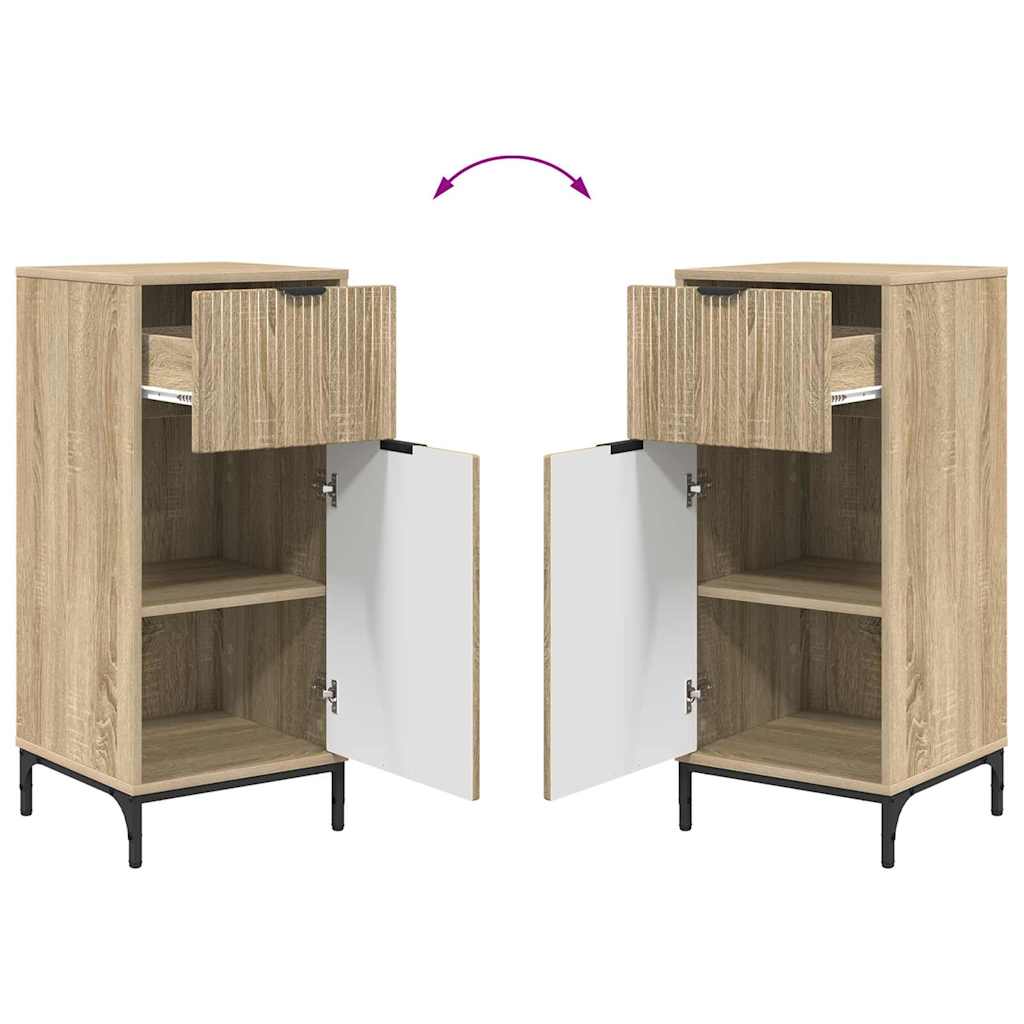 vidaXL Badezimmermöbel-Set mit Tür Sonoma-Eiche Holzwerkstoff, Metall