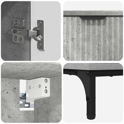 Badezimmermöbel-Set mit Tür Beton Grau Holzwerkstoff, Metall