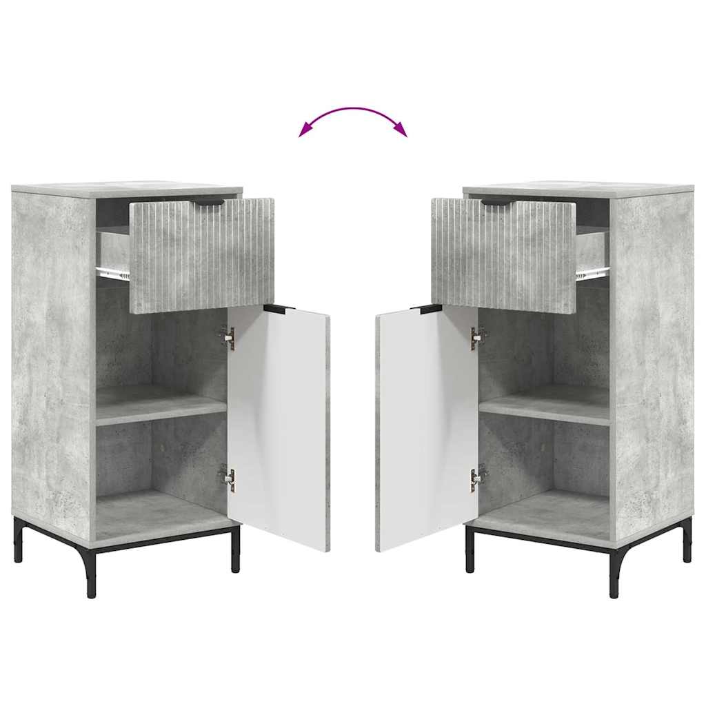 vidaXL Badezimmermöbel-Set mit Tür Beton Grau Holzwerkstoff, Metall