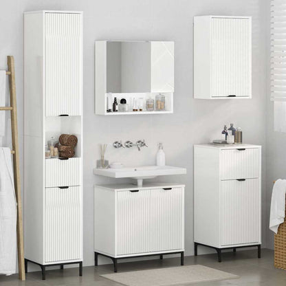 vidaXL Badezimmermöbel-Set Hochglanz Weiß Holzwerkstoff, Metall
