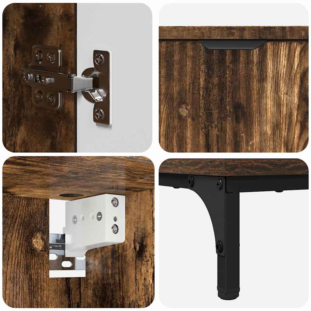 vidaXL Badezimmermöbel-Set Geräucherte Eiche Holzwerkstoff, Metall