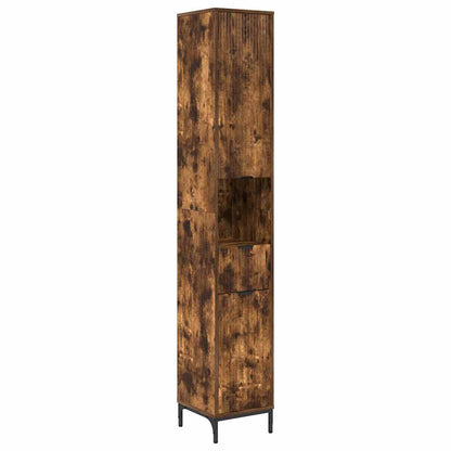 vidaXL Badezimmermöbel-Set Geräucherte Eiche Holzwerkstoff, Metall