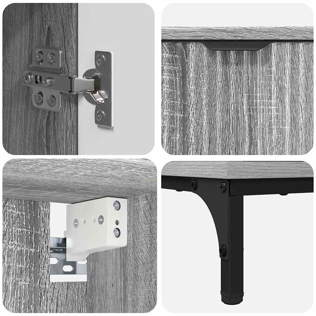 vidaXL Badezimmermöbel-Set mit Tür Graues Sonoma Holzwerkstoff, Metall