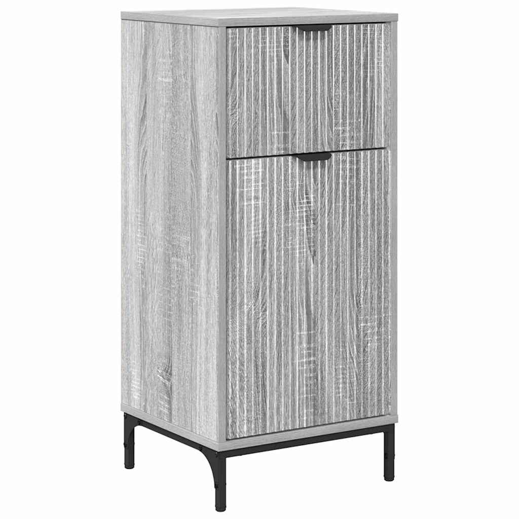vidaXL Badezimmermöbel-Set mit Tür Graues Sonoma Holzwerkstoff, Metall