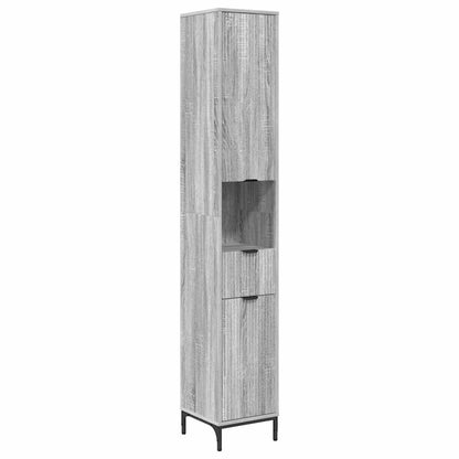 vidaXL Badezimmermöbel-Set mit Tür Graues Sonoma Holzwerkstoff, Metall
