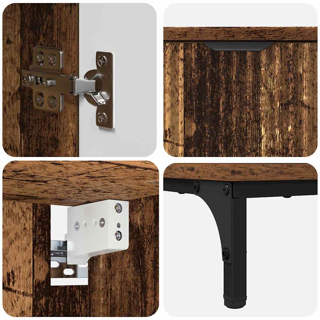 vidaXL Badezimmermöbel-Set Wandmontiert Altholz Holzwerkstoff, Metall
