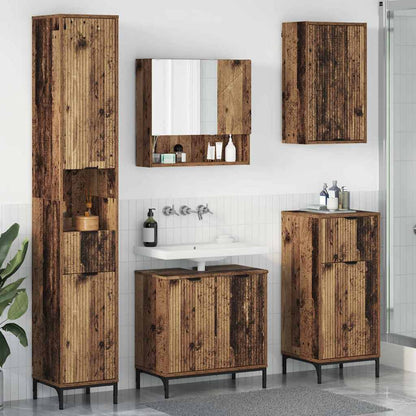 vidaXL Badezimmermöbel-Set Wandmontiert Altholz Holzwerkstoff, Metall