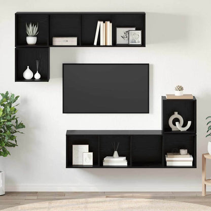 vidaXL TV-Schrankset 4 pcs Schwarz Eichen-Optik Holzwerkstoff