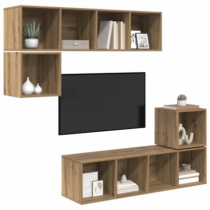 vidaXL TV-Schrankset Wandmontiert 4 pcs Artisan-Eiche Holzwerkstoff