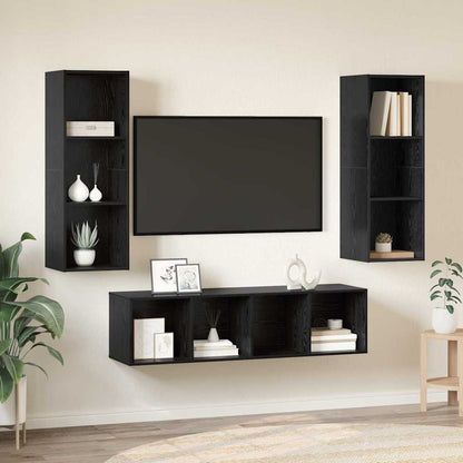 Meuble TV vidaXL 3 pcs aspect chêne noir bois d'ingénierie