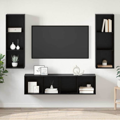 Meuble TV vidaXL 3 pcs aspect chêne noir bois d'ingénierie