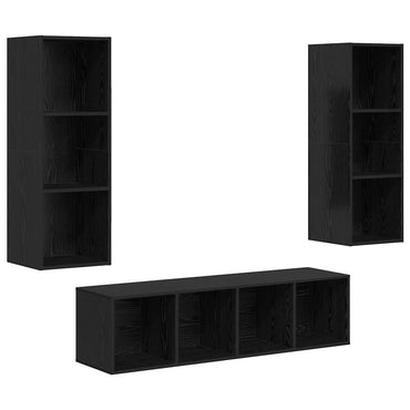 Meuble TV vidaXL 3 pcs aspect chêne noir bois d'ingénierie