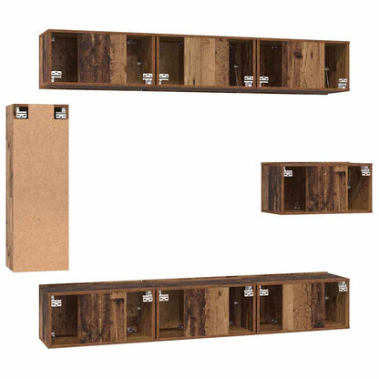 vidaXL TV-Schrankset Wandmontiert 8 pcs Altholz Holzwerkstoff