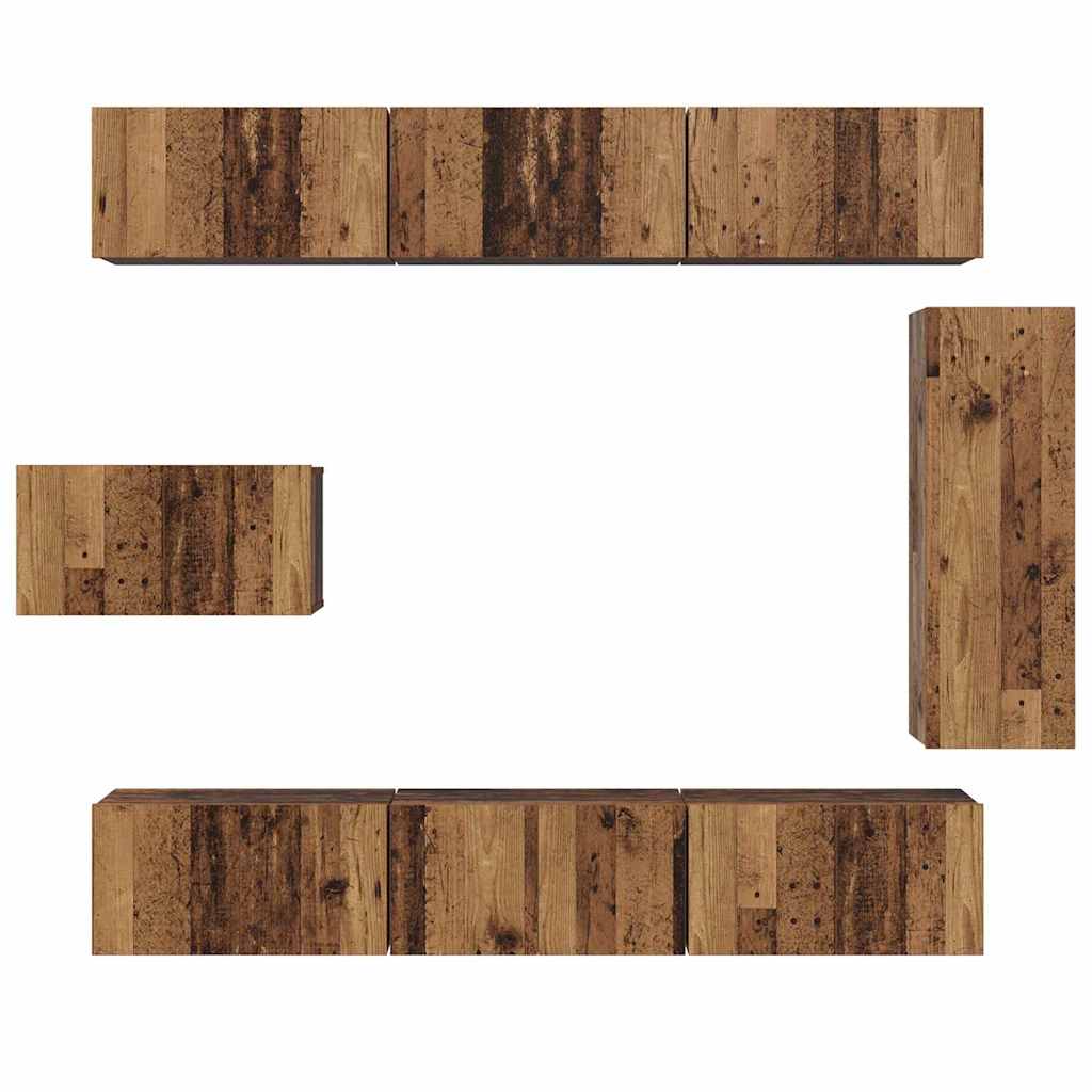 vidaXL TV-Schrankset Wandmontiert 8 pcs Altholz Holzwerkstoff